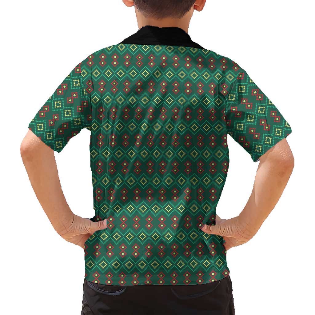 Sacred Heart Jesus Christmas Family Matching Long Sleeve Bodycon Dress and Hawaiian Shirt with Festive Green Knit Pattern - Wonder Print Shop