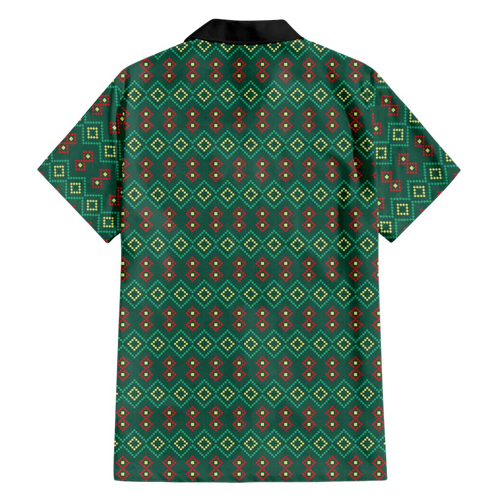 Sacred Heart Jesus Christmas Family Matching Long Sleeve Bodycon Dress and Hawaiian Shirt with Festive Green Knit Pattern - Wonder Print Shop