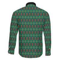 Sacred Heart Jesus Christmas Family Matching Long Sleeve Bodycon Dress and Hawaiian Shirt with Festive Green Knit Pattern - Wonder Print Shop