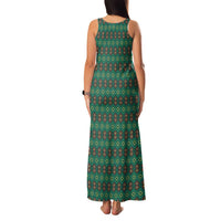 Sacred Heart Jesus Christmas Family Matching Tank Maxi Dress and Hawaiian Shirt with Festive Green Knit Pattern - Wonder Print Shop