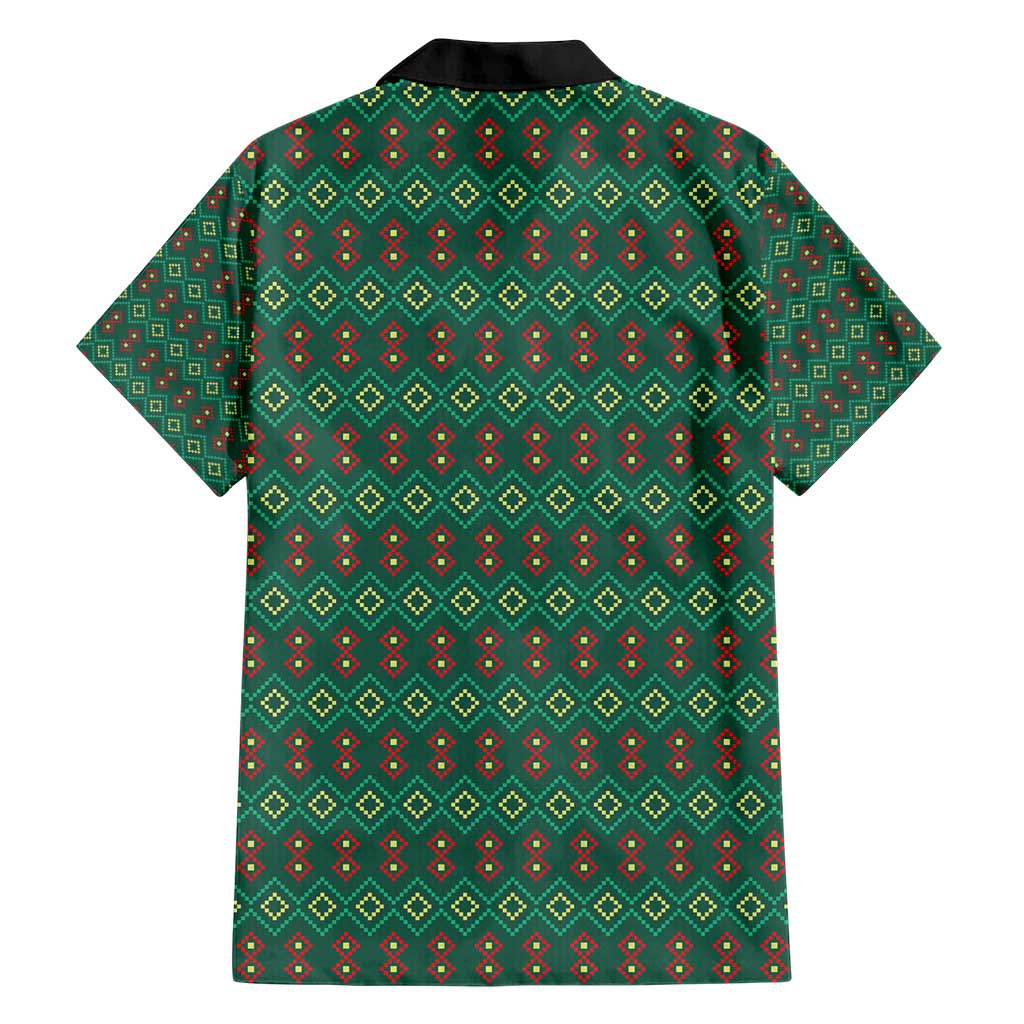 Sacred Heart Jesus Christmas Hawaiian Shirt with Festive Green Knit Pattern - Wonder Print Shop