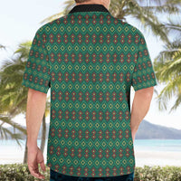 Sacred Heart Jesus Christmas Hawaiian Shirt with Festive Green Knit Pattern - Wonder Print Shop