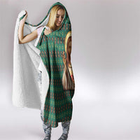 Sacred Heart Jesus Christmas Hooded Blanket with Festive Green Knit Pattern - Wonder Print Shop