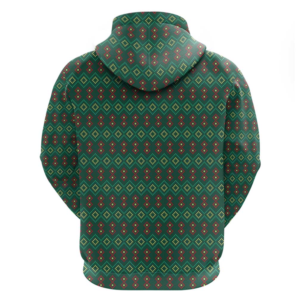 Sacred Heart Jesus Christmas Hoodie with Festive Green Knit Pattern - Wonder Print Shop