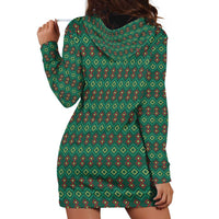 Sacred Heart Jesus Christmas Hoodie Dress with Festive Green Knit Pattern - Wonder Print Shop