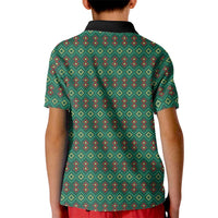 Sacred Heart Jesus Christmas Kid Polo Shirt with Festive Green Knit Pattern - Wonder Print Shop