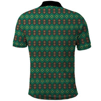 Sacred Heart Jesus Christmas Polo Shirt with Festive Green Knit Pattern - Wonder Print Shop