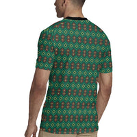 Sacred Heart Jesus Christmas Rugby Jersey with Festive Green Knit Pattern - Wonder Print Shop