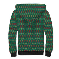 Sacred Heart Jesus Christmas Sherpa Hoodie with Festive Green Knit Pattern - Wonder Print Shop