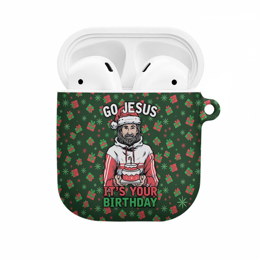 Go Jesus It's Your Birthday Christmas AirPods Case with Presents and Festive Pattern - Wonder Print Shop