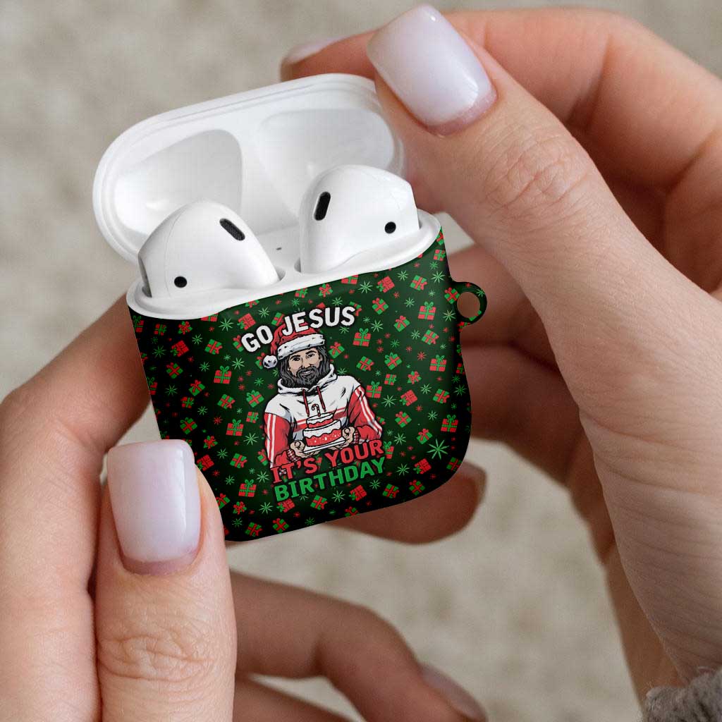 Go Jesus It's Your Birthday Christmas AirPods Case with Presents and Festive Pattern - Wonder Print Shop