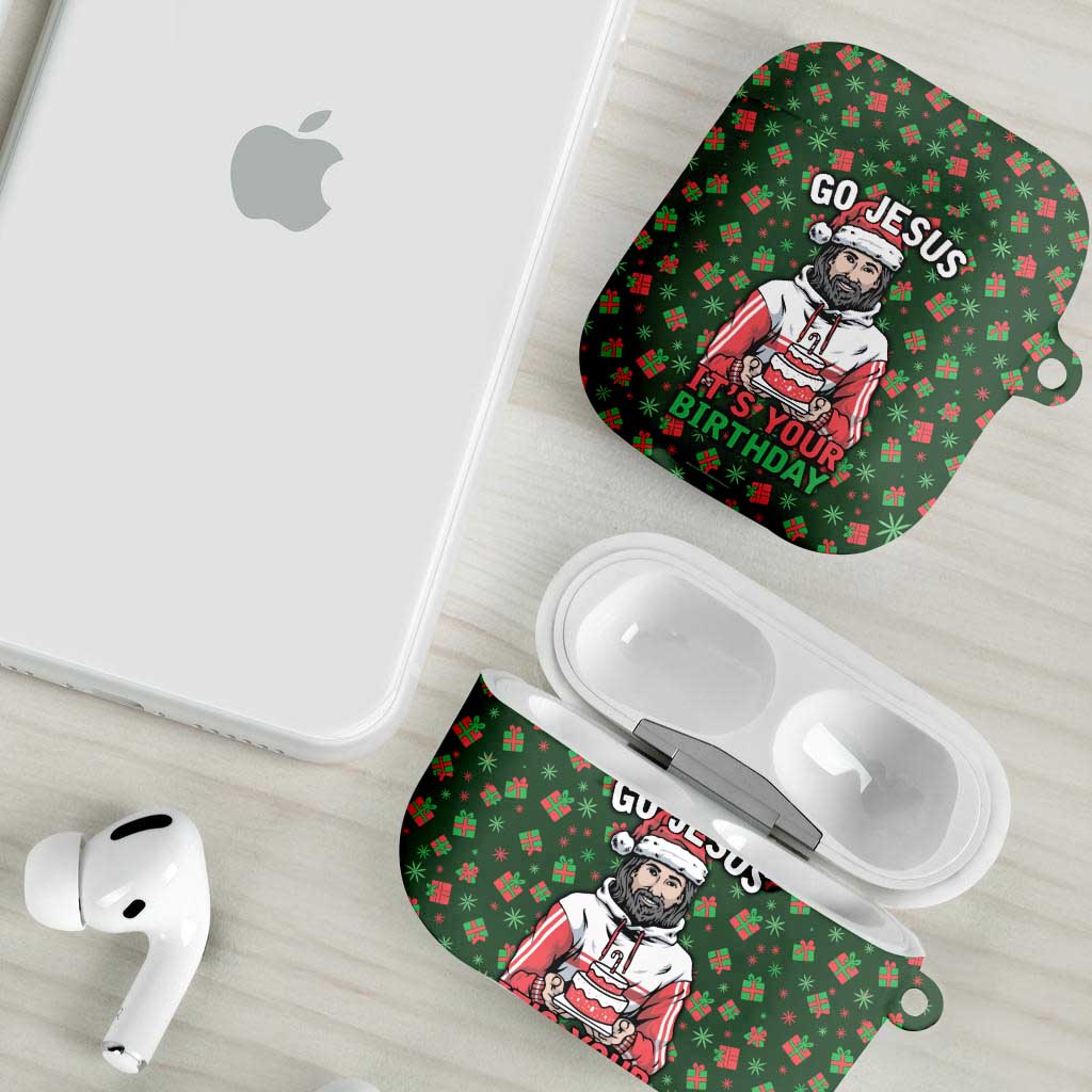 Go Jesus It's Your Birthday Christmas AirPods Case with Presents and Festive Pattern - Wonder Print Shop