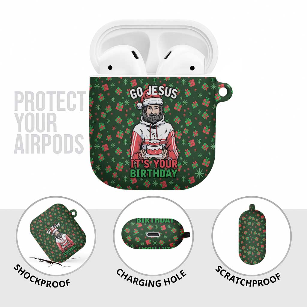 Go Jesus It's Your Birthday Christmas AirPods Case with Presents and Festive Pattern - Wonder Print Shop