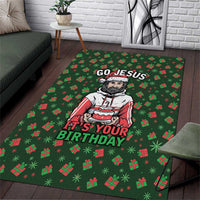 Go Jesus It's Your Birthday Christmas Area Rug with Presents and Festive Pattern - Wonder Print Shop
