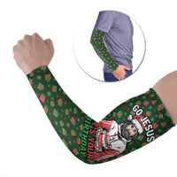 Go Jesus It's Your Birthday Christmas Arm Sleeves with Presents and Festive Pattern - Wonder Print Shop