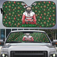 Go Jesus It's Your Birthday Christmas Auto Sun Shade with Presents and Festive Pattern - Wonder Print Shop