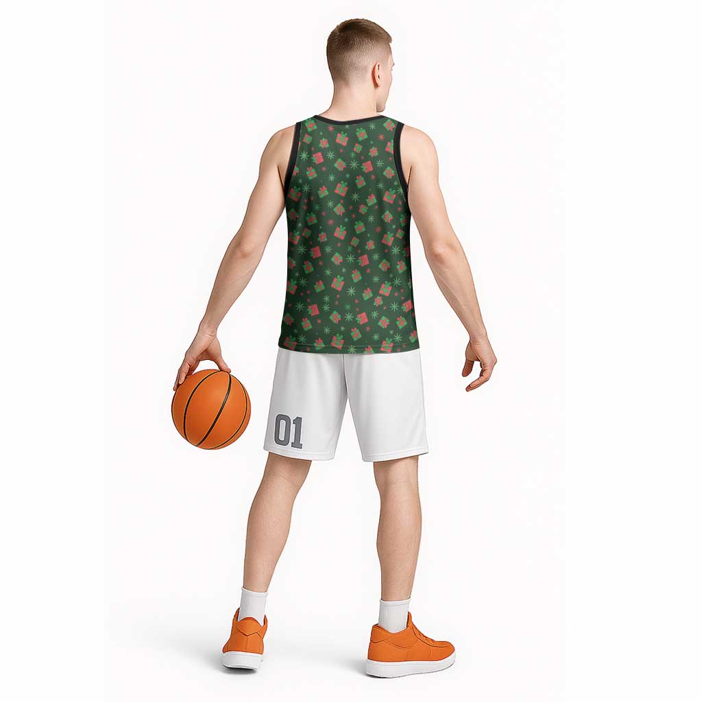 Go Jesus It's Your Birthday Christmas Basketball Jersey with Presents and Festive Pattern - Wonder Print Shop
