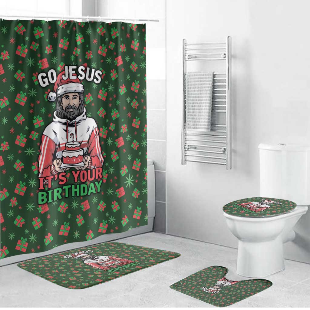 Go Jesus It's Your Birthday Christmas Bathroom Set with Presents and Festive Pattern - Wonder Print Shop