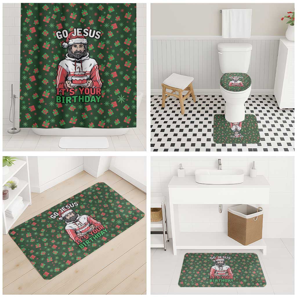 Go Jesus It's Your Birthday Christmas Bathroom Set with Presents and Festive Pattern - Wonder Print Shop