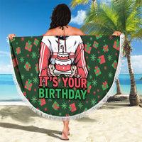 Go Jesus It's Your Birthday Christmas Beach Blanket with Presents and Festive Pattern - Wonder Print Shop