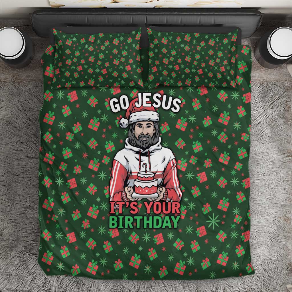 Go Jesus It's Your Birthday Christmas Bedding Set with Presents and Festive Pattern - Wonder Print Shop