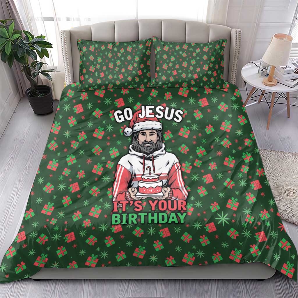 Go Jesus It's Your Birthday Christmas Bedding Set with Presents and Festive Pattern - Wonder Print Shop