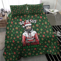 Go Jesus It's Your Birthday Christmas Bedding Set with Presents and Festive Pattern - Wonder Print Shop