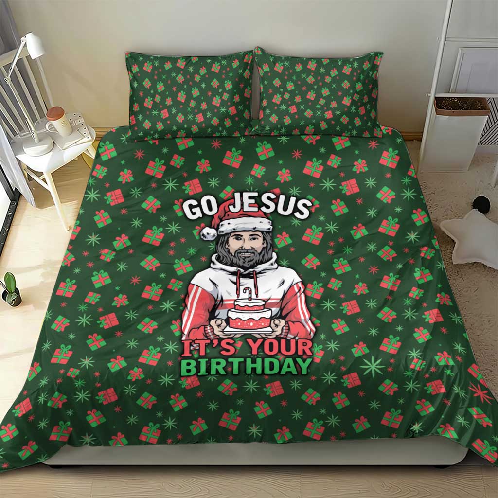 Go Jesus It's Your Birthday Christmas Bedding Set with Presents and Festive Pattern - Wonder Print Shop