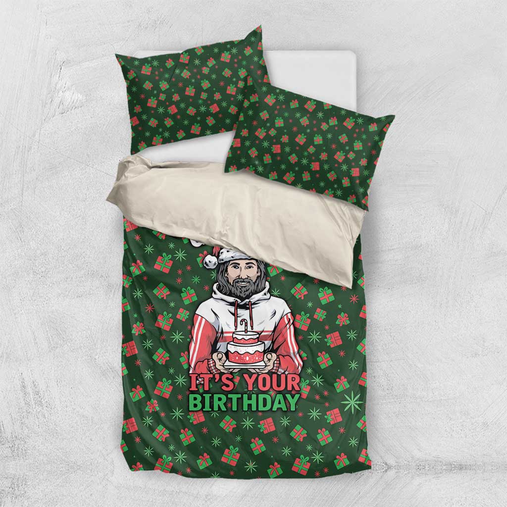 Go Jesus It's Your Birthday Christmas Bedding Set with Presents and Festive Pattern - Wonder Print Shop