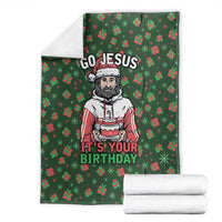Go Jesus It's Your Birthday Christmas Blanket with Presents and Festive Pattern - Wonder Print Shop