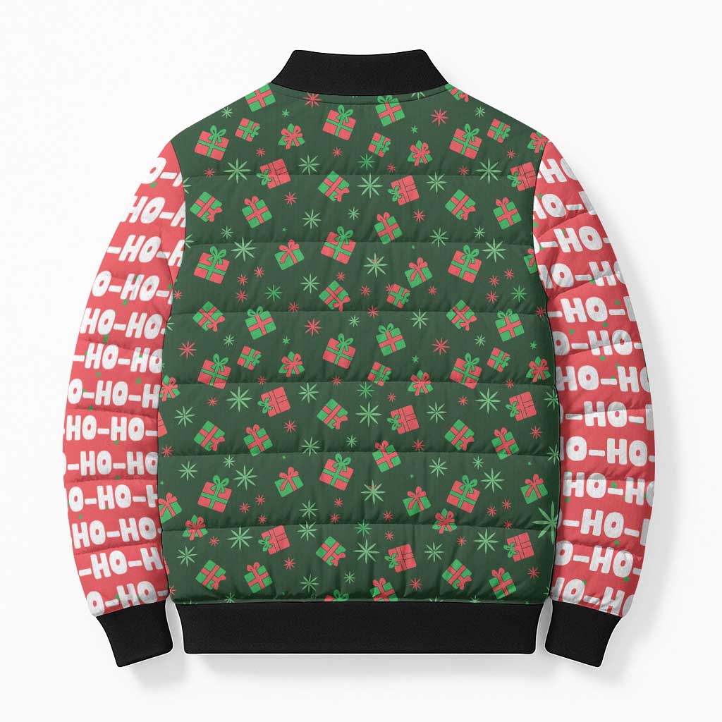 Go Jesus It's Your Birthday Christmas Bomber Puffer Jacket with Presents and Festive Pattern - Wonder Print Shop
