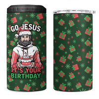Go Jesus It's Your Birthday Christmas 4 in 1 Can Cooler Tumbler with Presents and Festive Pattern - Wonder Print Shop