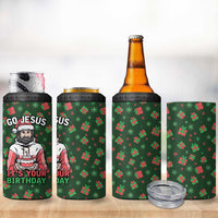 Go Jesus It's Your Birthday Christmas 4 in 1 Can Cooler Tumbler with Presents and Festive Pattern - Wonder Print Shop