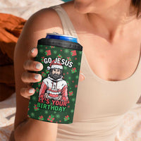 Go Jesus It's Your Birthday Christmas 4 in 1 Can Cooler Tumbler with Presents and Festive Pattern - Wonder Print Shop