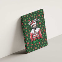 Go Jesus It's Your Birthday Christmas Canvas Wall Art with Presents and Festive Pattern - Wonder Print Shop