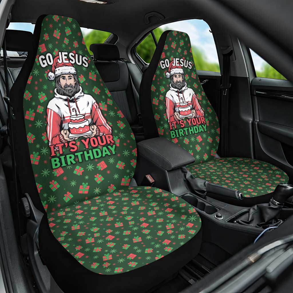 Go Jesus It's Your Birthday Christmas Car Seat Cover with Presents and Festive Pattern - Wonder Print Shop