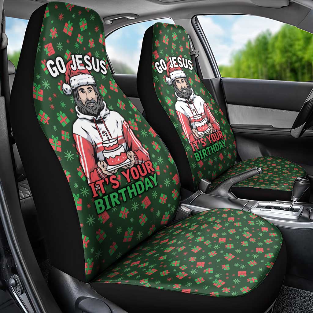 Go Jesus It's Your Birthday Christmas Car Seat Cover with Presents and Festive Pattern - Wonder Print Shop