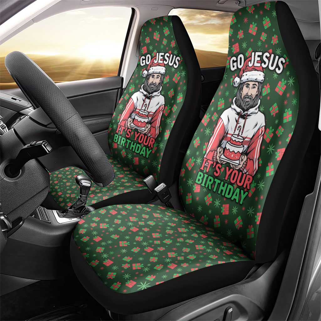 Go Jesus It's Your Birthday Christmas Car Seat Cover with Presents and Festive Pattern - Wonder Print Shop