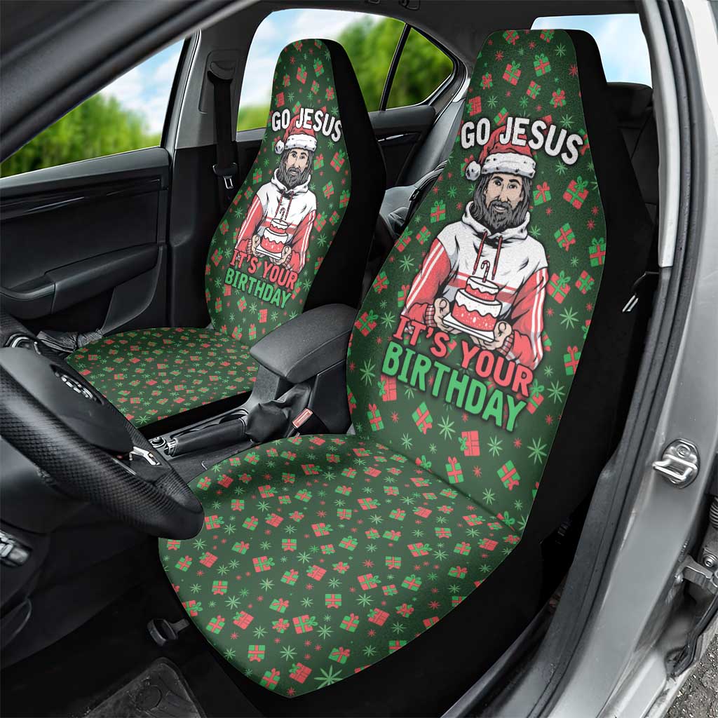 Go Jesus It's Your Birthday Christmas Car Seat Cover with Presents and Festive Pattern - Wonder Print Shop