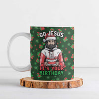 Go Jesus It's Your Birthday Christmas Ceramic Mug with Presents and Festive Pattern - Wonder Print Shop