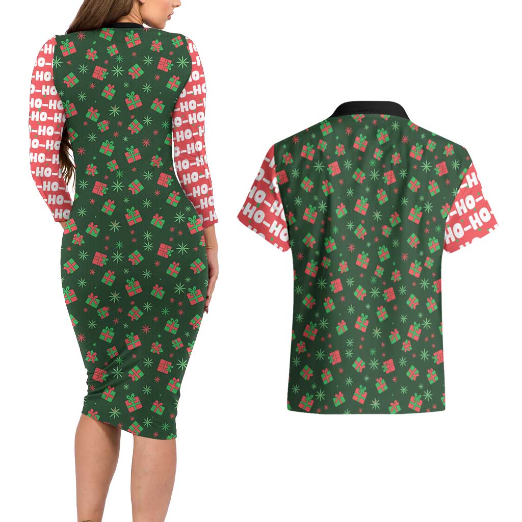 Go Jesus It's Your Birthday Christmas Couples Matching Long Sleeve Bodycon Dress and Hawaiian Shirt with Presents and Festive Pattern - Wonder Print Shop