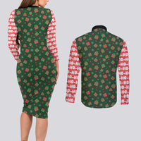 Go Jesus It's Your Birthday Christmas Couples Matching Long Sleeve Bodycon Dress and Long Sleeve Button Shirt with Presents and Festive Pattern - Wonder Print Shop