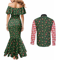 Go Jesus It's Your Birthday Christmas Couples Matching Mermaid Dress and Long Sleeve Button Shirt with Presents and Festive Pattern - Wonder Print Shop