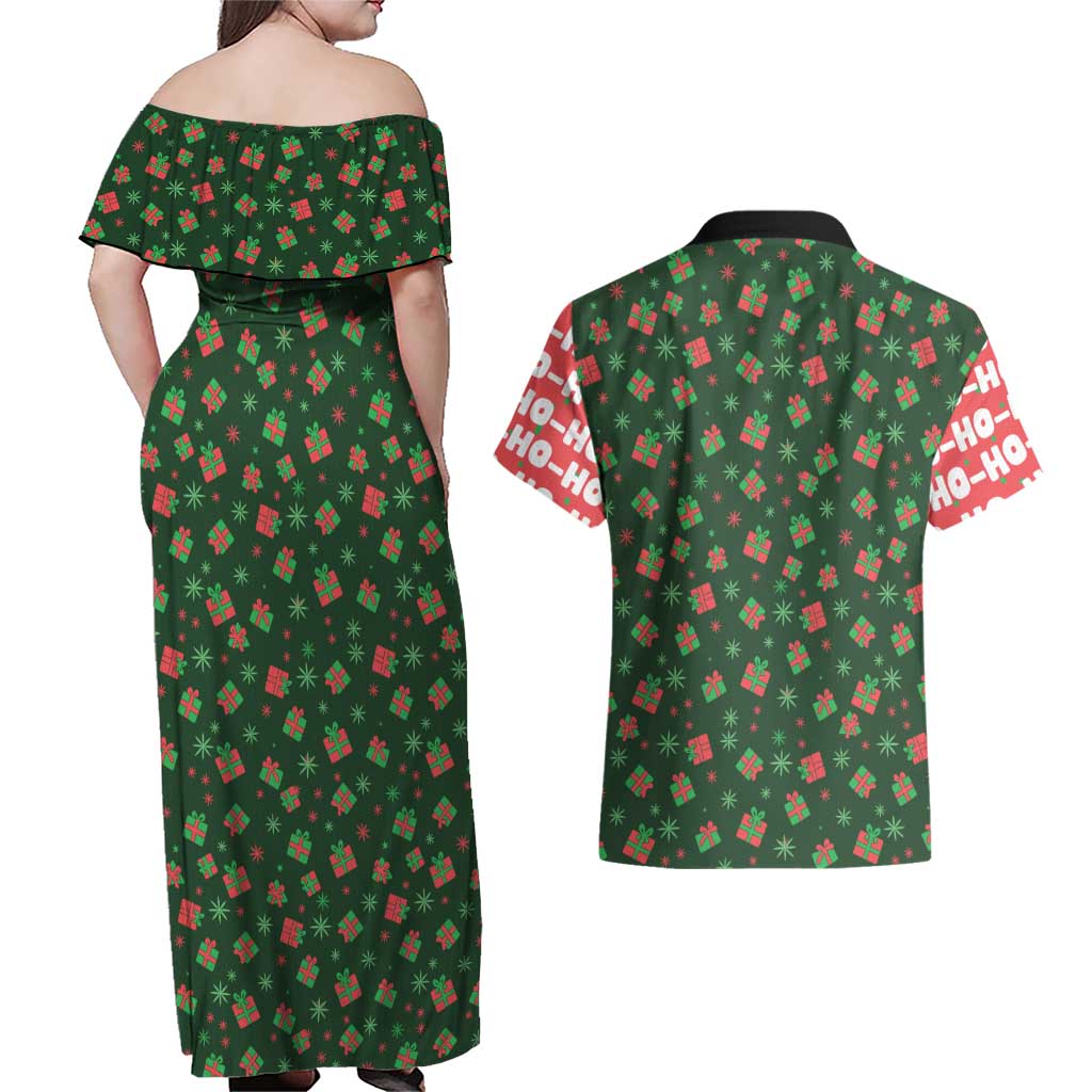 Go Jesus It's Your Birthday Christmas Couples Matching Off Shoulder Maxi Dress and Hawaiian Shirt with Presents and Festive Pattern - Wonder Print Shop