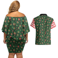 Go Jesus It's Your Birthday Christmas Couples Matching Off Shoulder Short Dress and Hawaiian Shirt with Presents and Festive Pattern - Wonder Print Shop