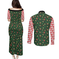 Go Jesus It's Your Birthday Christmas Couples Matching Puletasi and Long Sleeve Button Shirt with Presents and Festive Pattern - Wonder Print Shop