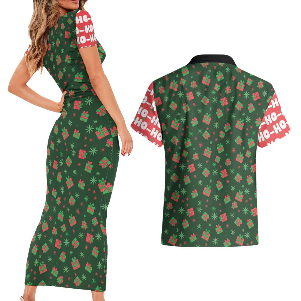 Go Jesus It's Your Birthday Christmas Couples Matching Short Sleeve Bodycon Dress and Hawaiian Shirt with Presents and Festive Pattern - Wonder Print Shop