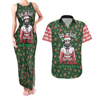 Go Jesus It's Your Birthday Christmas Couples Matching Tank Maxi Dress and Hawaiian Shirt with Presents and Festive Pattern - Wonder Print Shop
