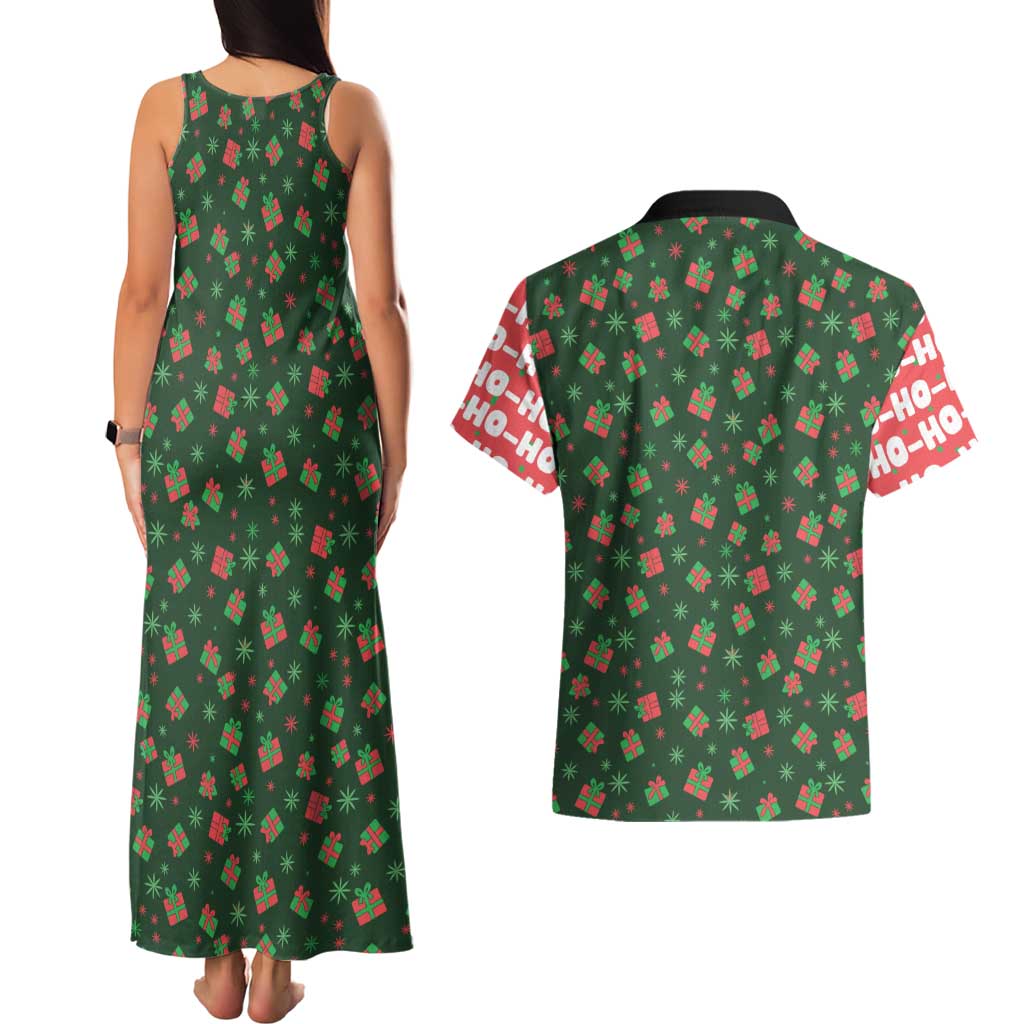 Go Jesus It's Your Birthday Christmas Couples Matching Tank Maxi Dress and Hawaiian Shirt with Presents and Festive Pattern - Wonder Print Shop