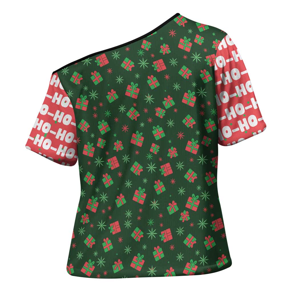 Go Jesus It's Your Birthday Christmas Cross Shoulder Shirt with Presents and Festive Pattern - Wonder Print Shop